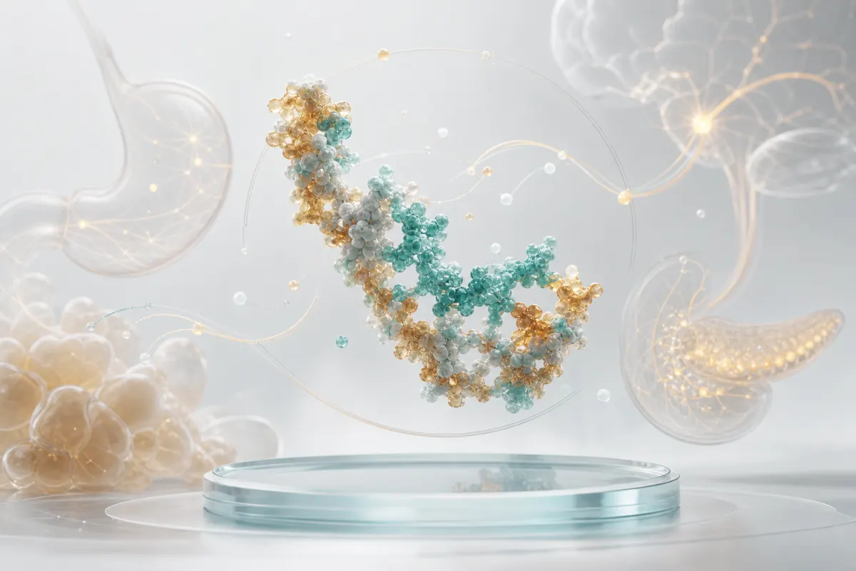 Abstract molecular artwork for Liraglutide