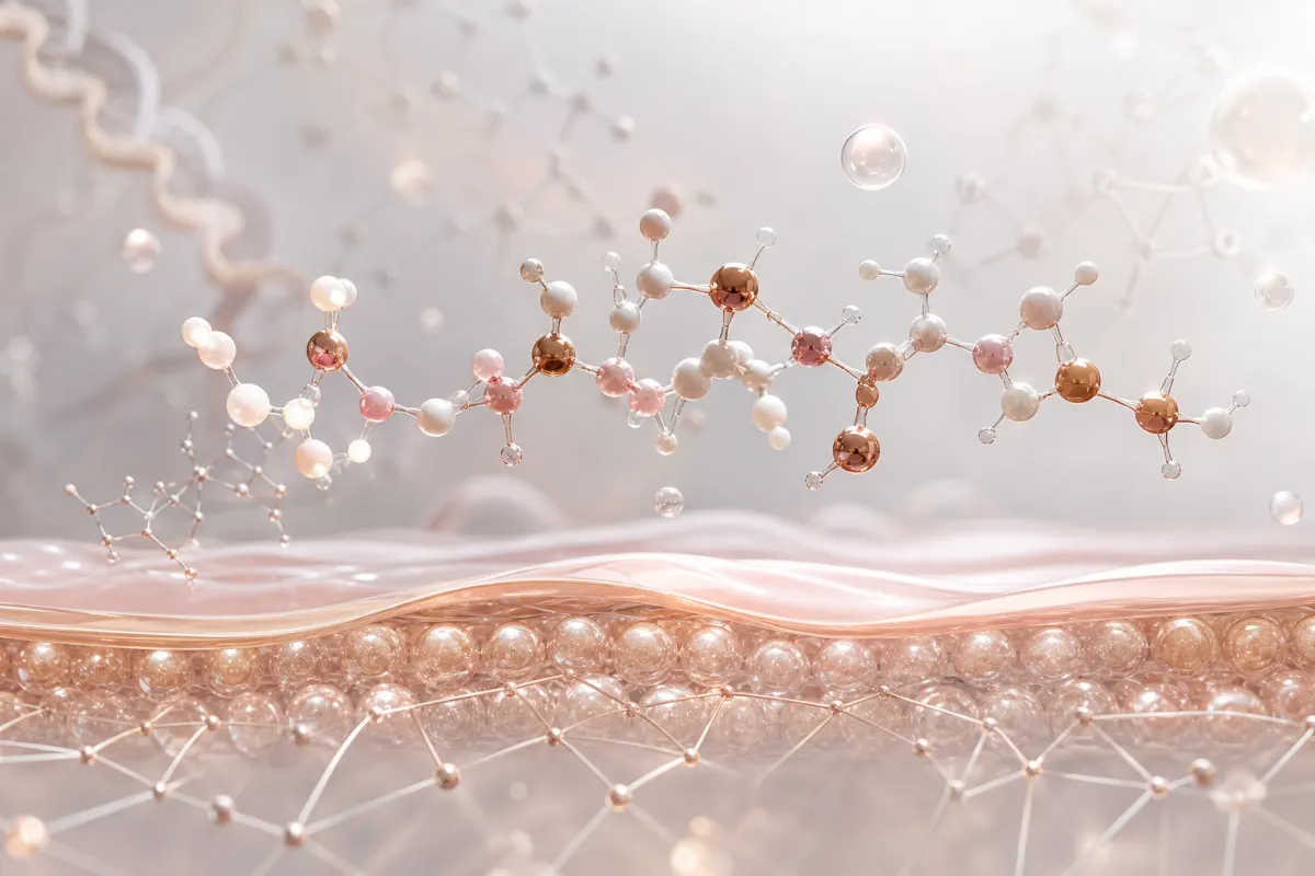 Abstract molecular artwork for Palmitoyl Pentapeptide-4