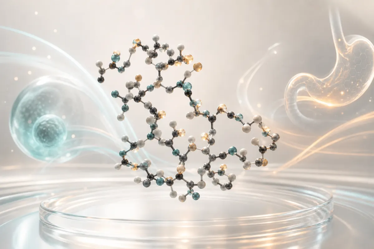 Abstract molecular artwork for Retatrutide