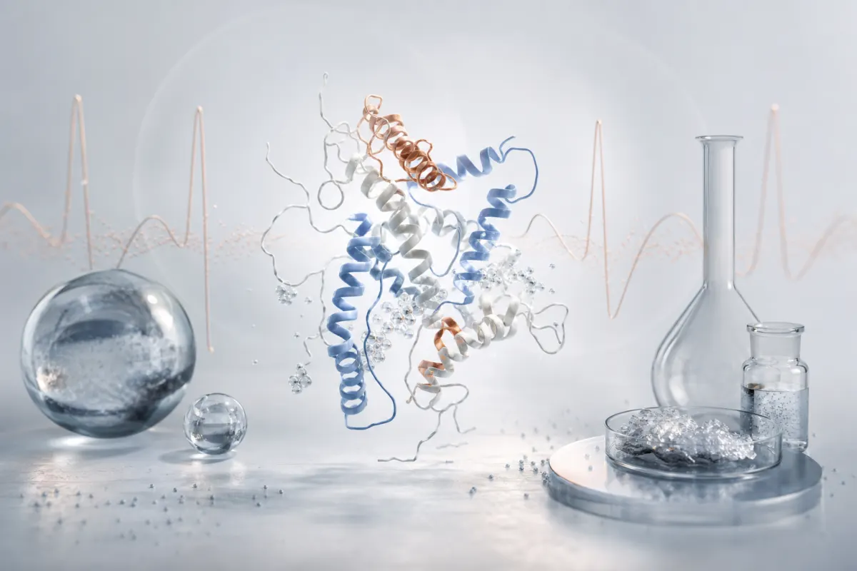 Abstract molecular artwork for Sermorelin