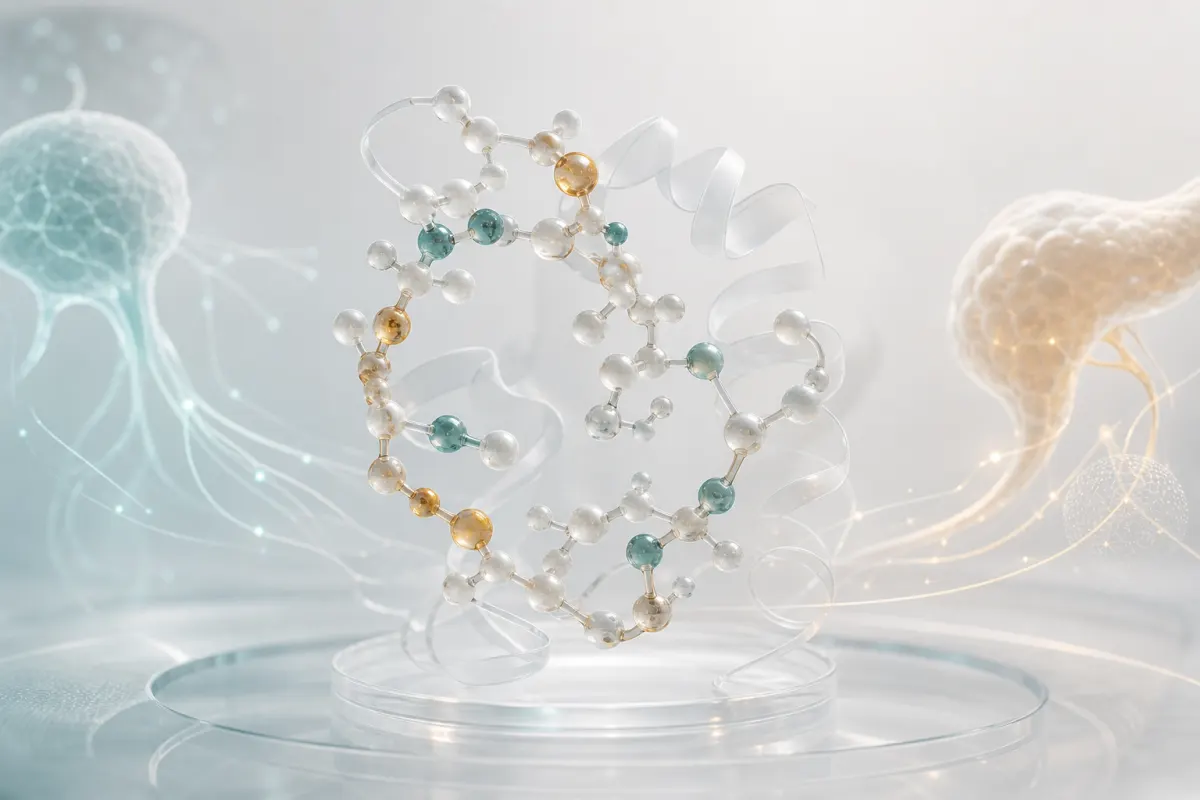 Abstract molecular artwork for Tesamorelin